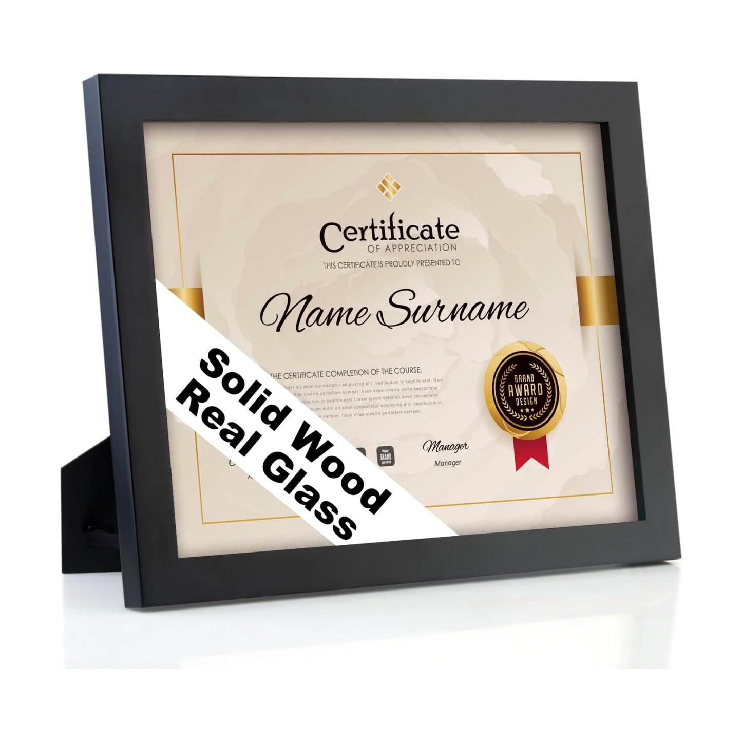 Solid Wood Picture Frame / Black / 8.5 x 11
