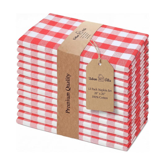 Urban Villa Cloth Napkins Cotton 12x12 (Set of 12) Red