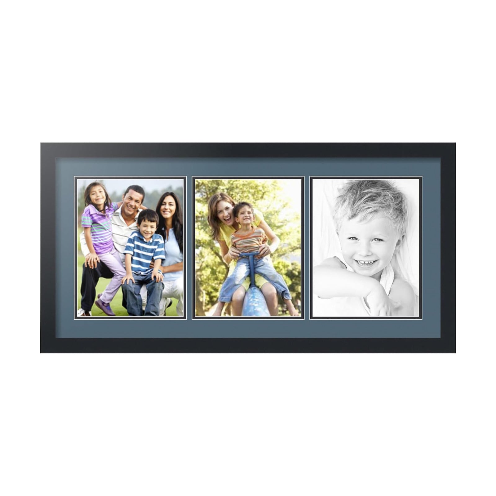 ArtToFrames Collage Picture Frame 3 Opening 3-8.5x11 Photo Frame | Made in USA | Black Frame Dutch Blue and Black Mats