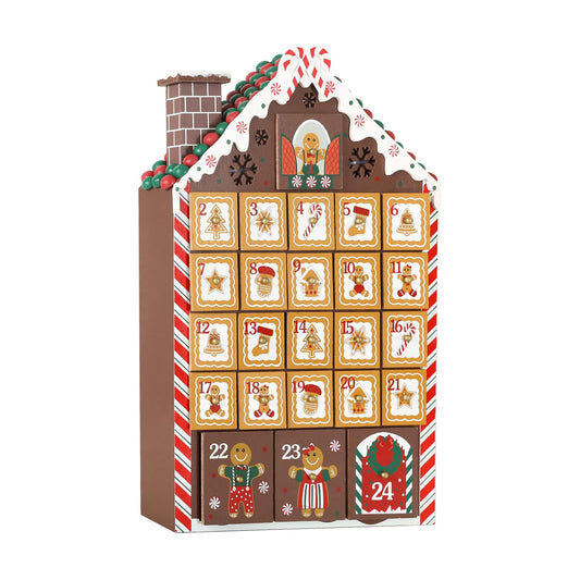 BRUBAKER Reusable Wooden Advent Calendar to Fill - Gingerbread House with LED Lighting - DIY Christmas Calendar 10.31 x