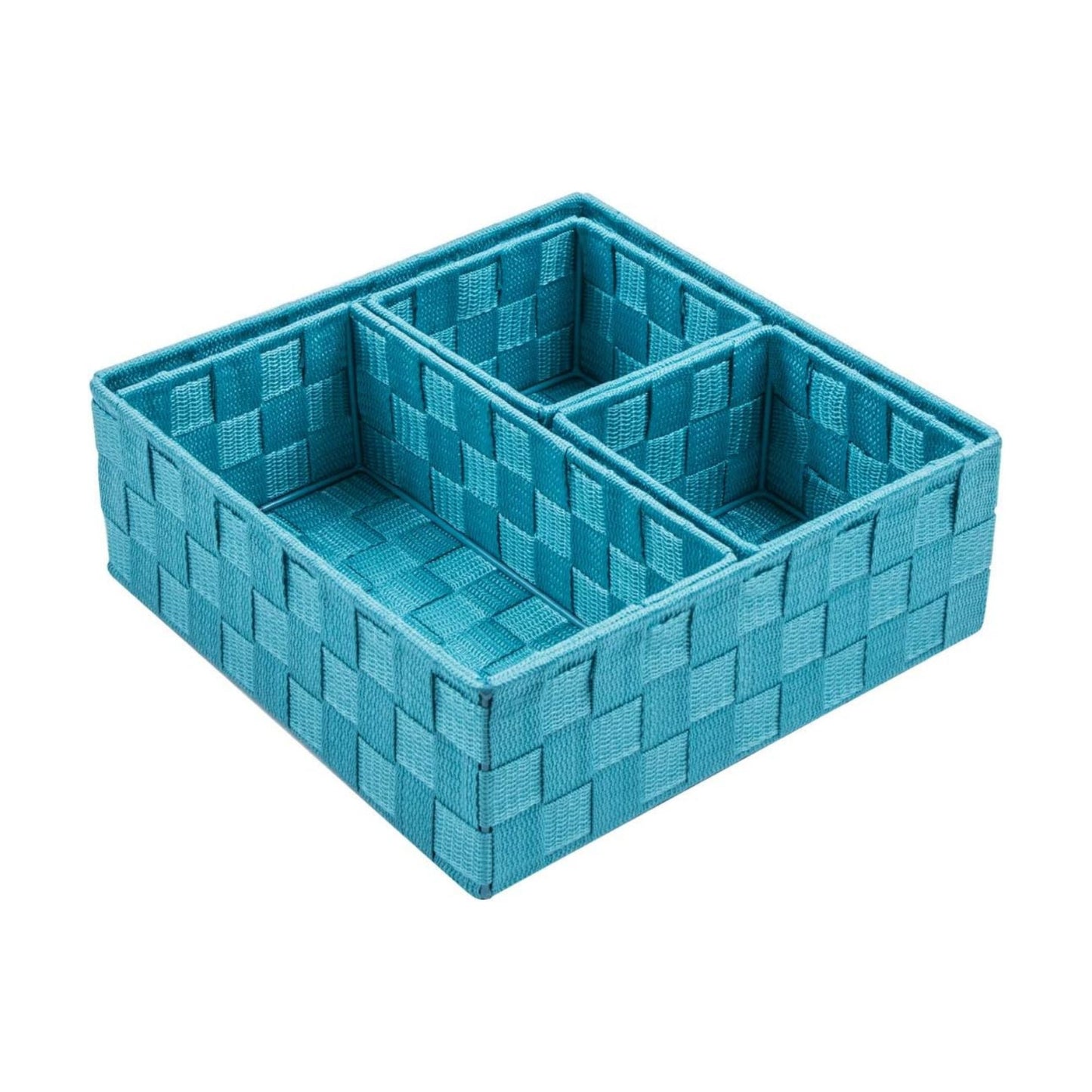Woven Storage Baskets for Organizing / Aqua / Black