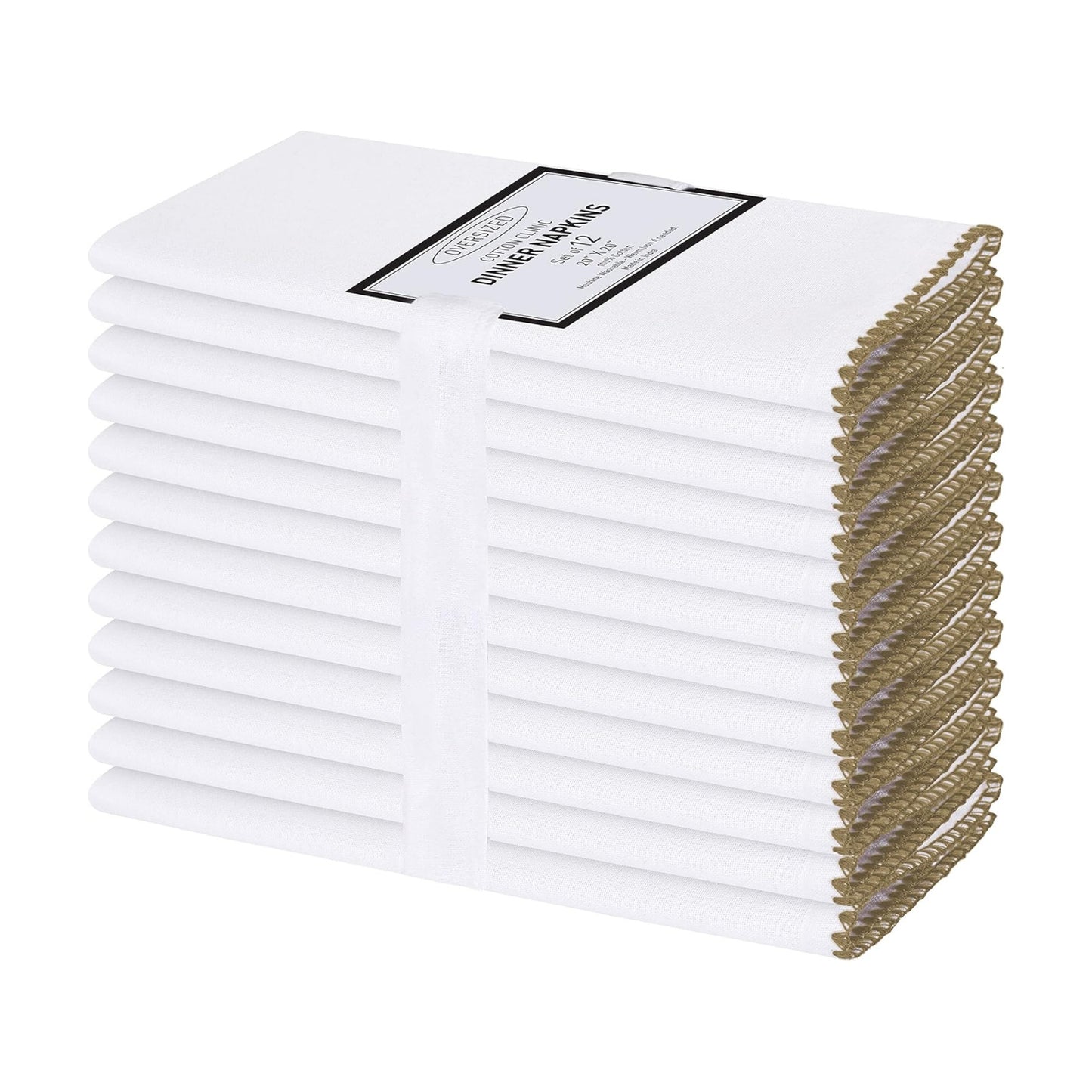 Cloth Napkins with Trim - Everyday Use Table Dinner Napkins - Soft Durable Washable - Ideal for Dinner Party Wedding