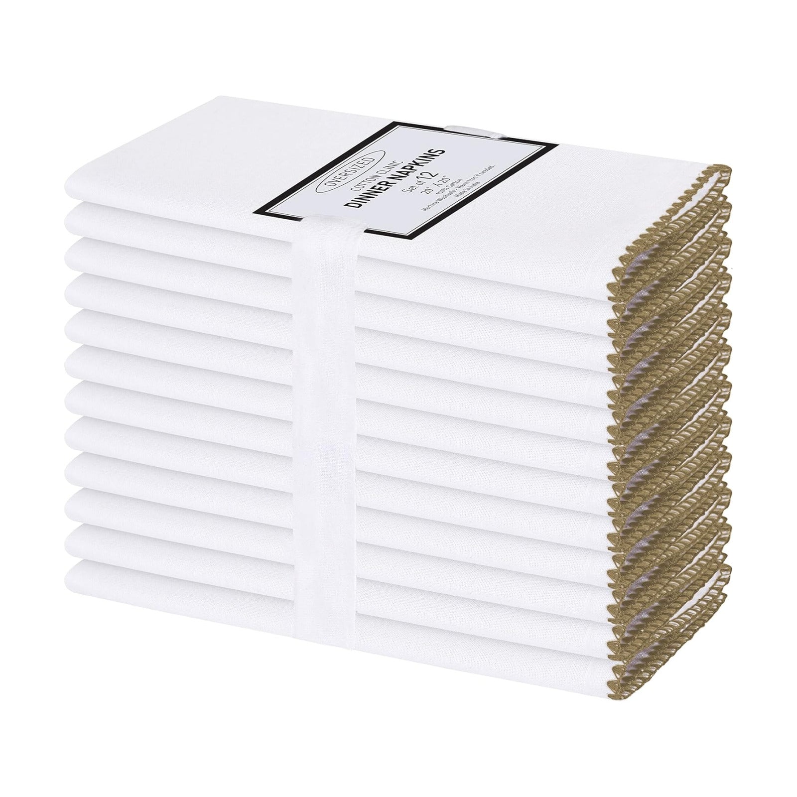 Cloth Napkins with Trim - Everyday Use Table Dinner Napkins - Soft Durable Washable - Ideal for Dinner Party Wedding