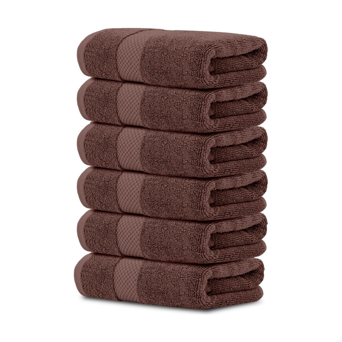 White Classic Luxury Brown Hand Towels - Soft 100% Turkish Cotton | Highly Absorbent Hotel spa Bathroom Towel