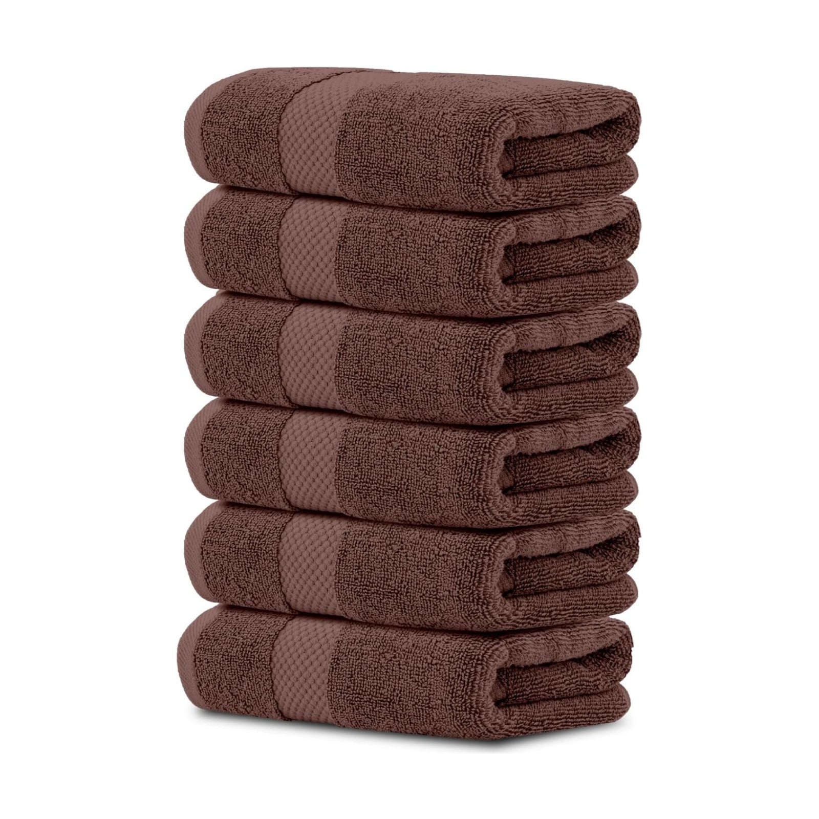 White Classic Luxury Brown Hand Towels - Soft 100% Turkish Cotton | Highly Absorbent Hotel spa Bathroom Towel