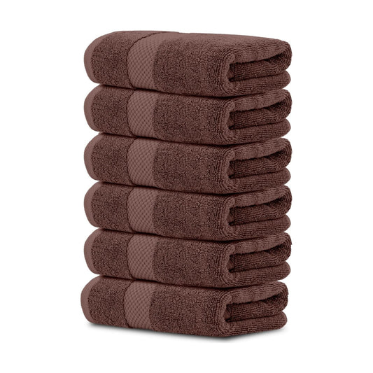 White Classic Luxury Brown Hand Towels - Soft 100% Turkish Cotton | Highly Absorbent Hotel spa Bathroom Towel