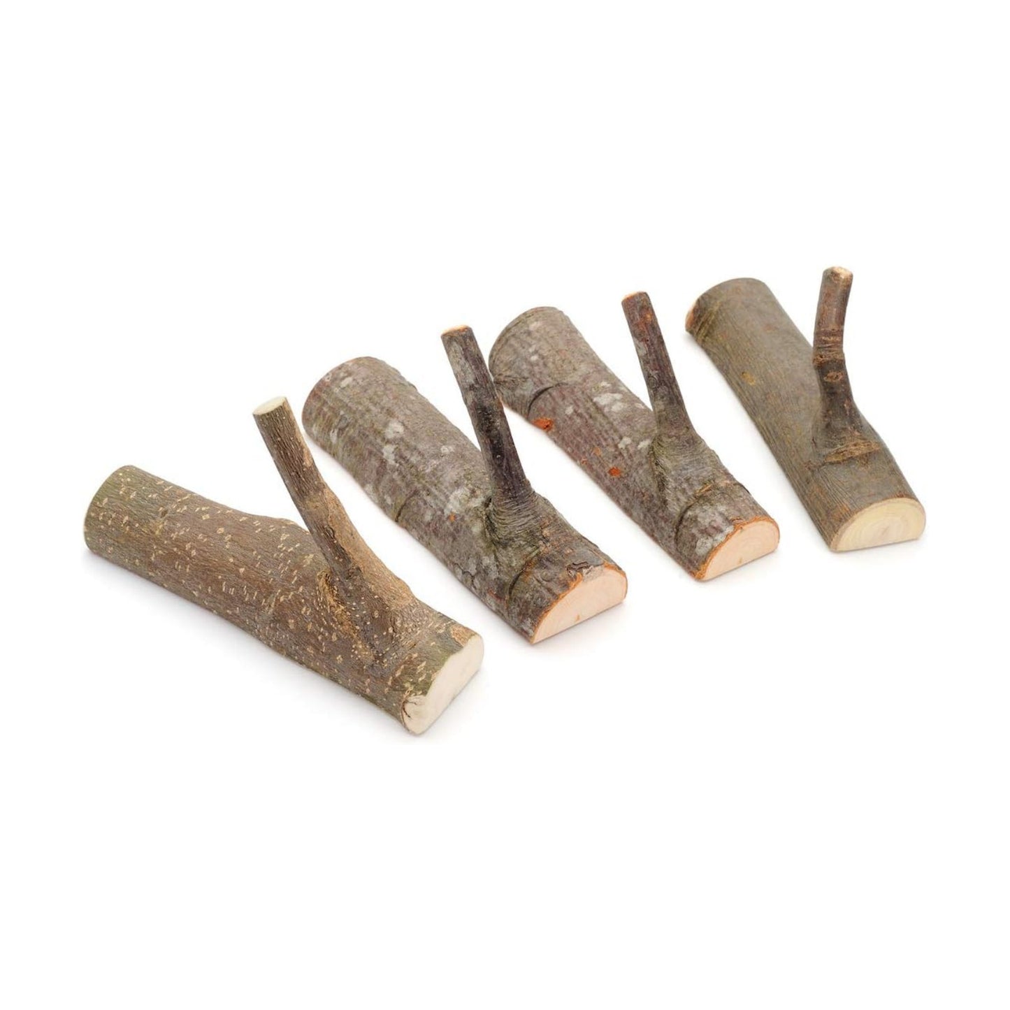 Vintage Real Wood Tree Branch Wall Hook / 3-4cm / with Tree Bark / Set of 4