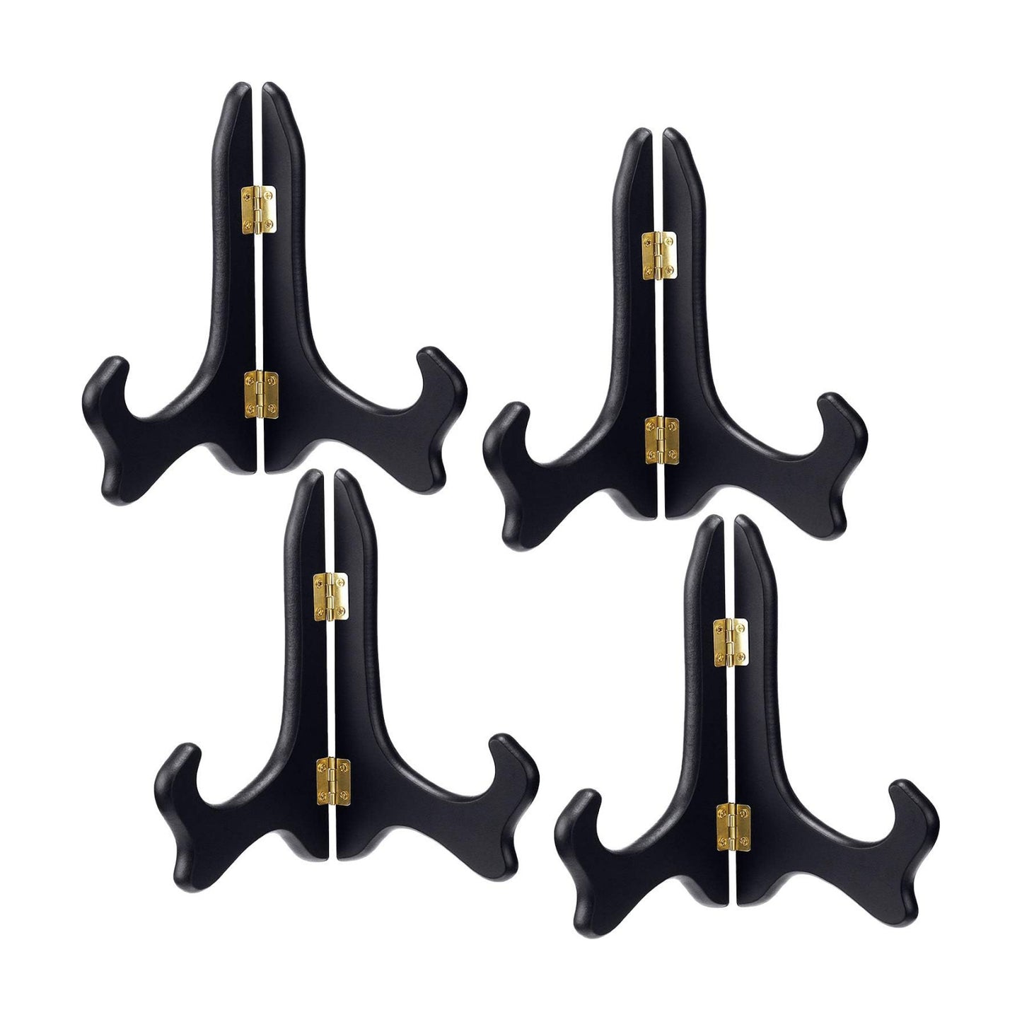 Tatuo 4 Packs Wooden Display Stand Plate Holder Easels, black, 6 Inch | Decorative Plate Stands, Sturdy Wooden, Display