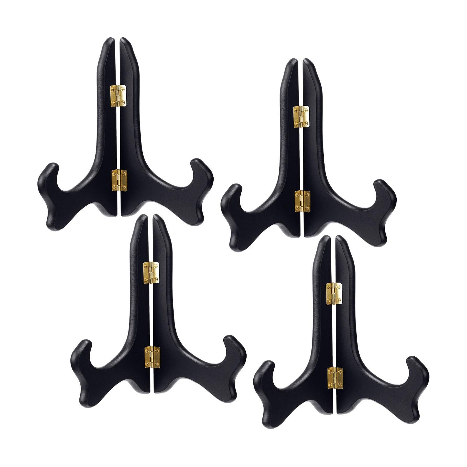 Tatuo 4 Packs Wooden Display Stand Plate Holder Easels, black, 6 Inch | Decorative Plate Stands, Sturdy Wooden, Display