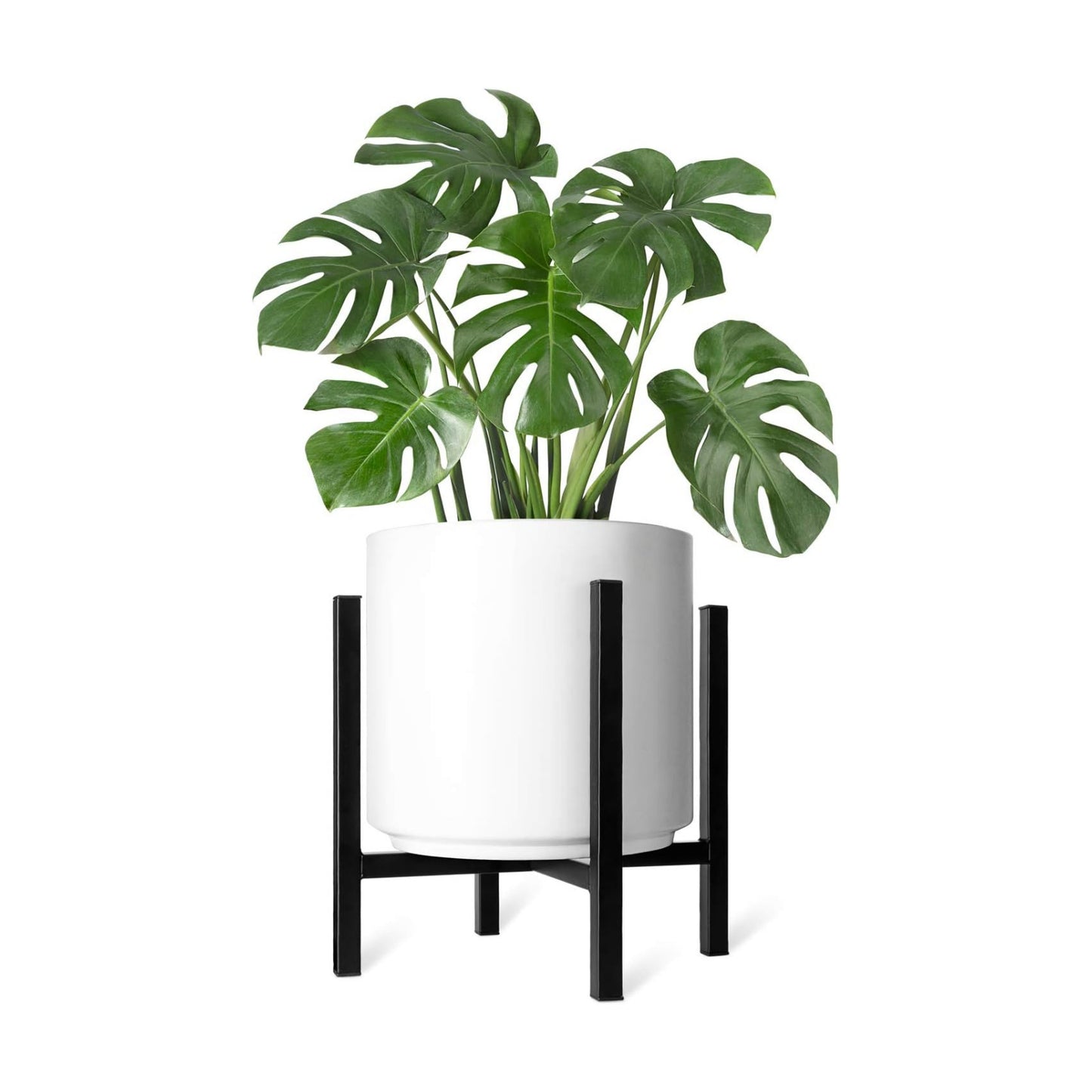 Mkono Plant Stand Indoor, Tall Metal Flower Pot Holder, Fit12” Pot Black | Modern Style, Non-slip Foot Pads, Stable