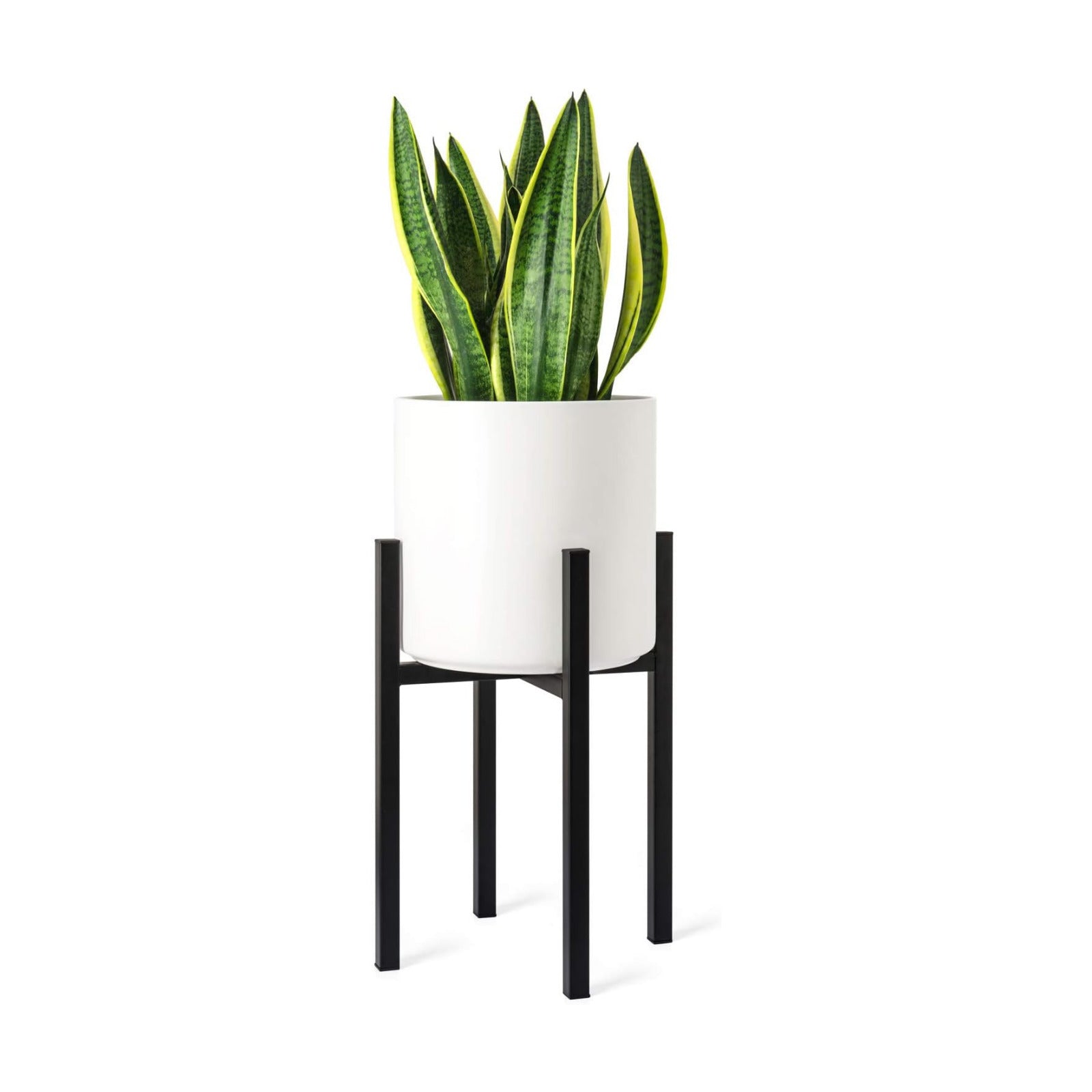 Mkono Plant Stand Indoor, Tall Metal Flower Pot Holder, Fit 8-10” Pot Black | Modern Style, Non-slip Foot Pads, Stable