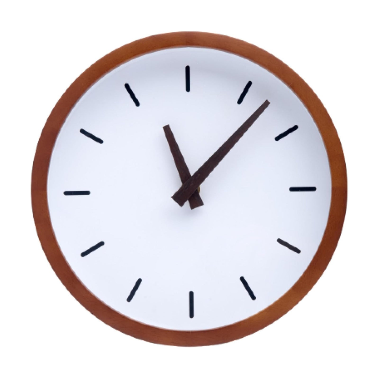 Driini Modern Mid Century Wood Analog Wall Clock (9") - Battery Operated with Silent Sweep Movement - Small Decorative