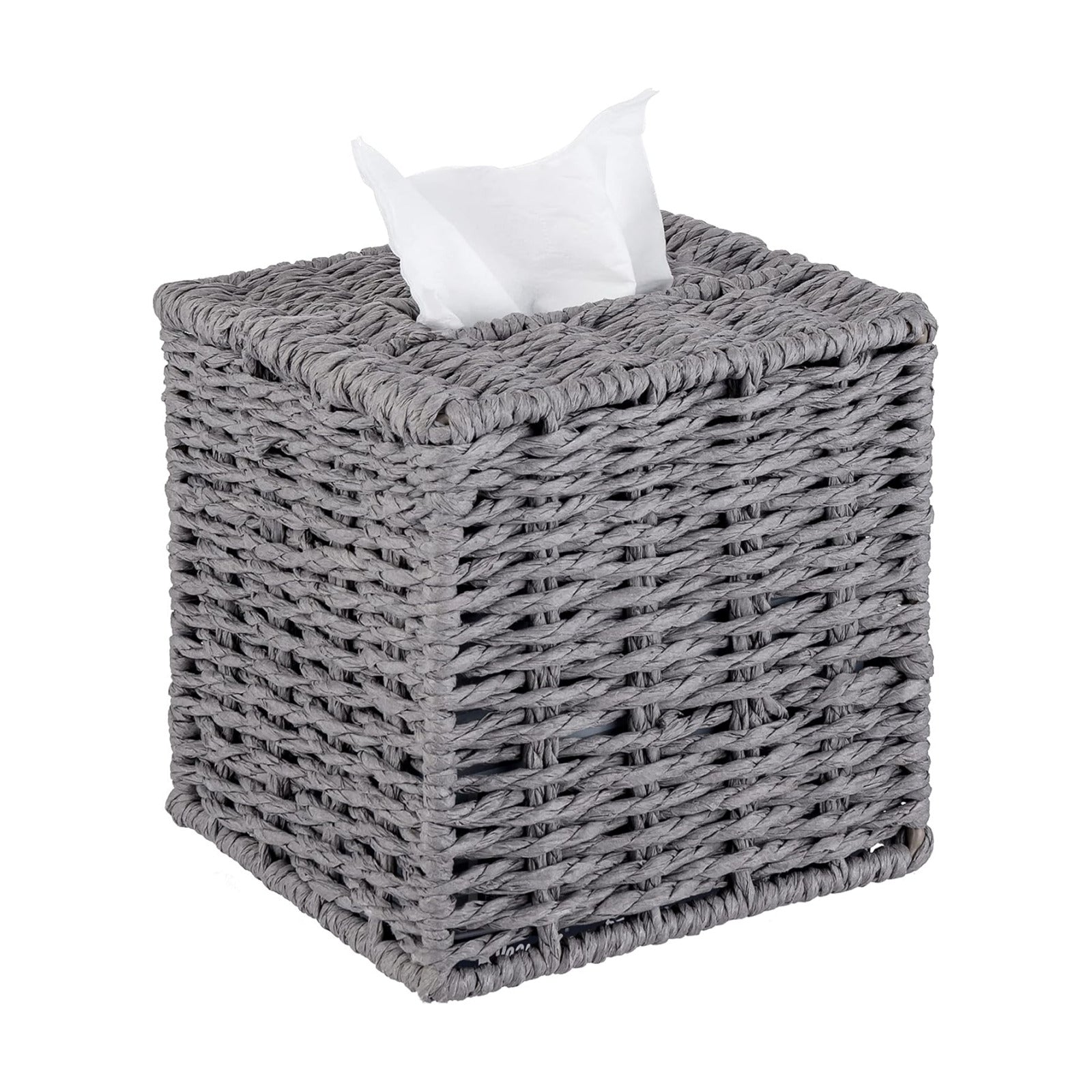 Woven Cube Tissue Holder / Gray