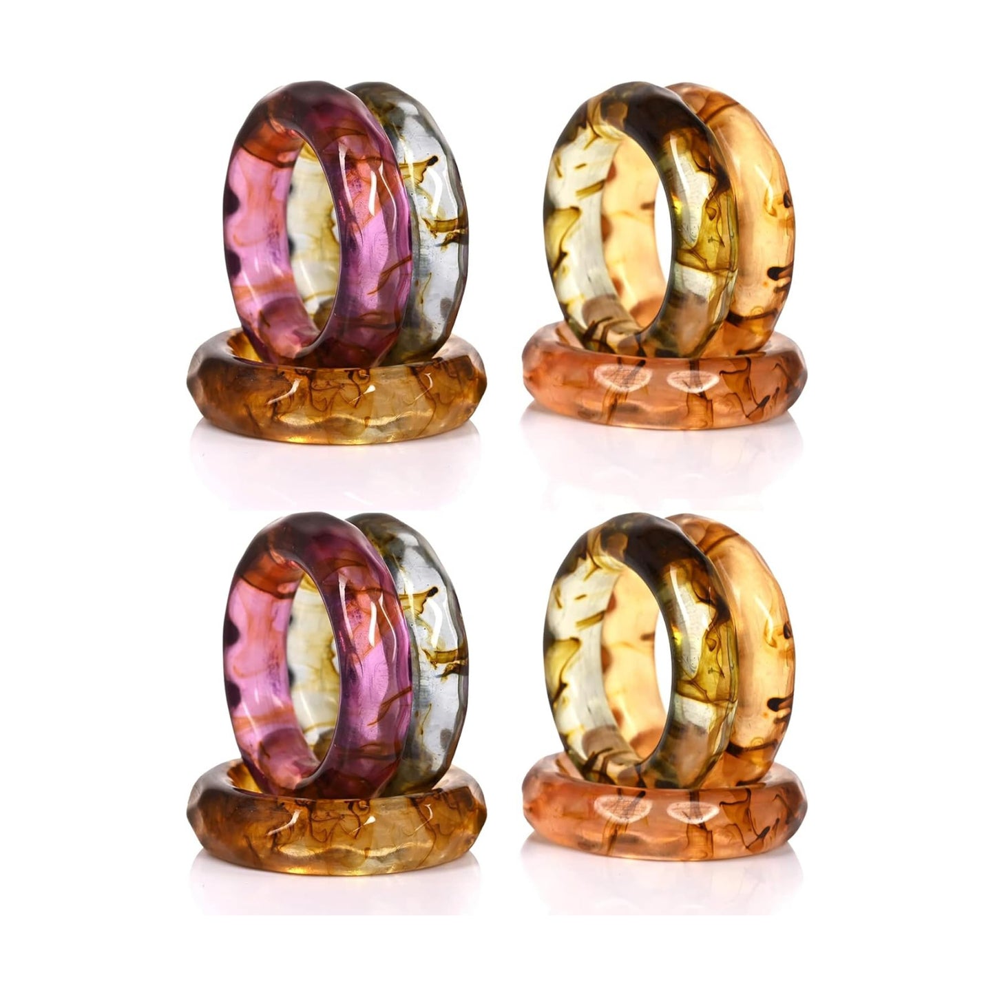 Alpha Living Home Spring Epoxy Napkin Rings, Set of 12, Multi-Color | Handcrafted resin, glossy finish, 2.5x2.5x0.5 in