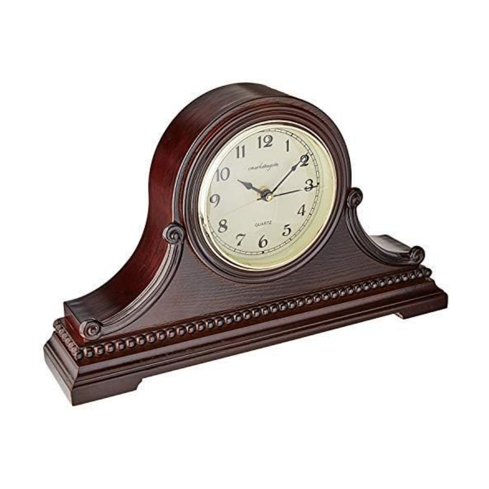 Mantel Clocks, Battery Operated, Silent Wood Table Clock with Westminster Chimes On The Hour, Solid Wooden Shelf