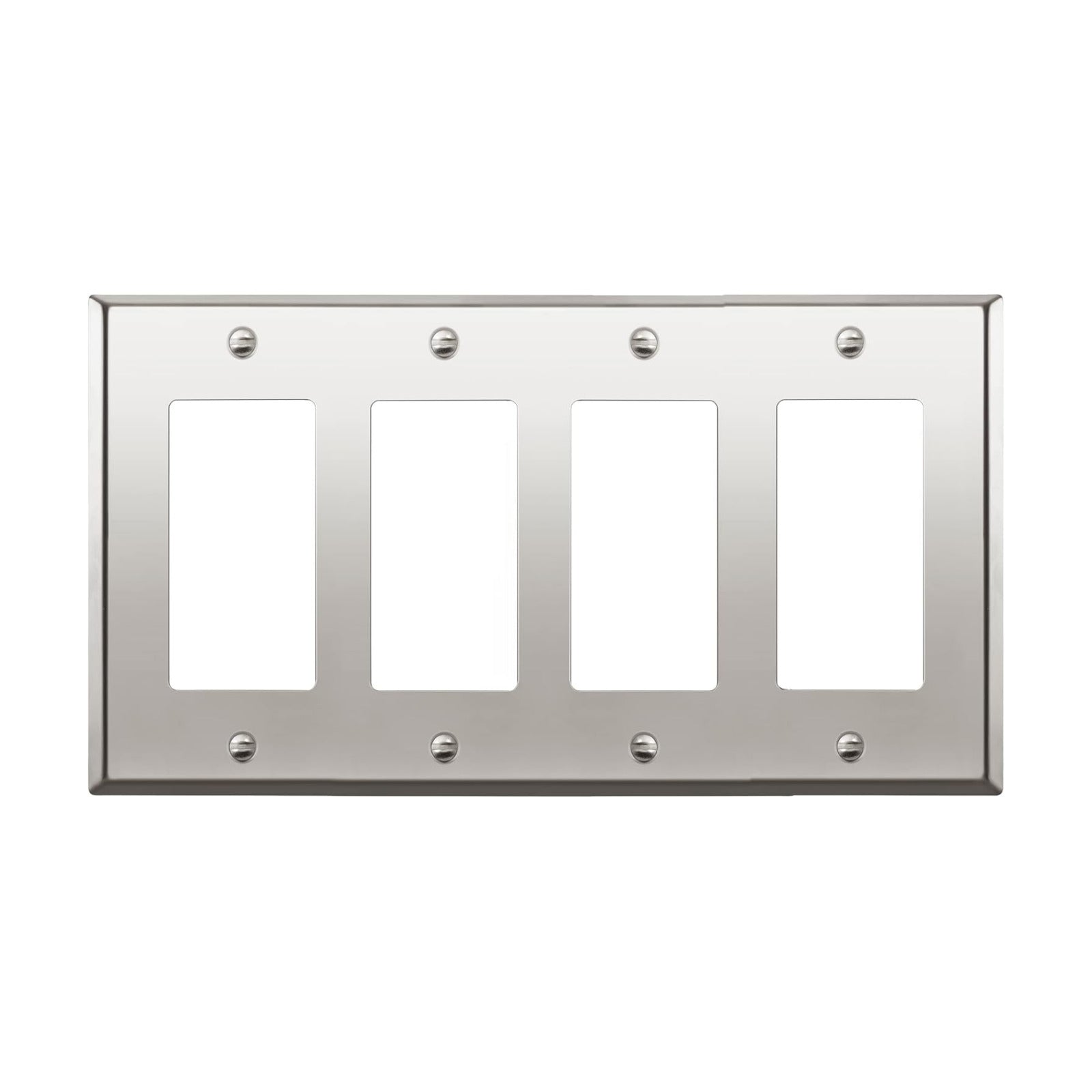 ENERLITES Decorator Switch Metal Wall Plate, 4-Gang Polished Chrome, Silver | Fits quad decorator switches; Rust-proof