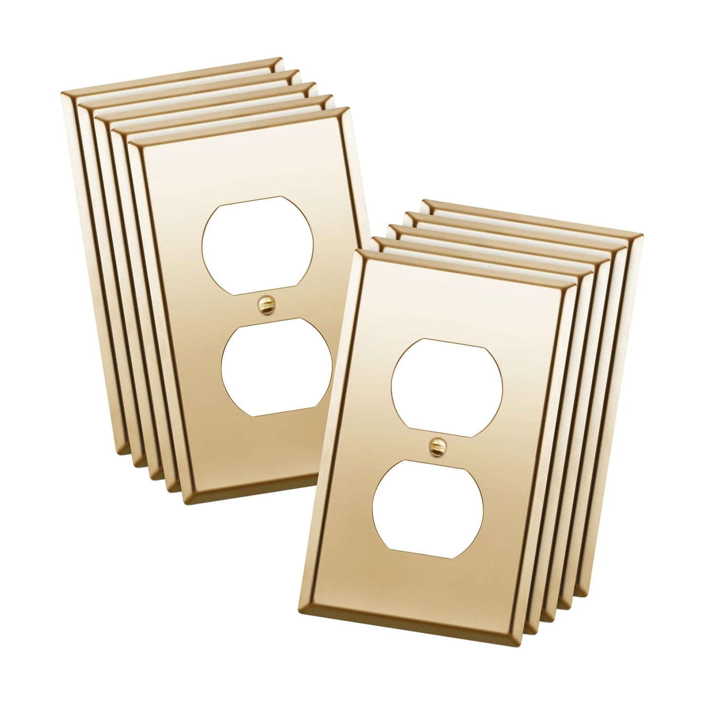 ENERLITES Duplex Receptacle Outlet Metal Wall Plate, Stainless Steel 201, Corrosion Resistant, Size 1-Gang 4.50" x