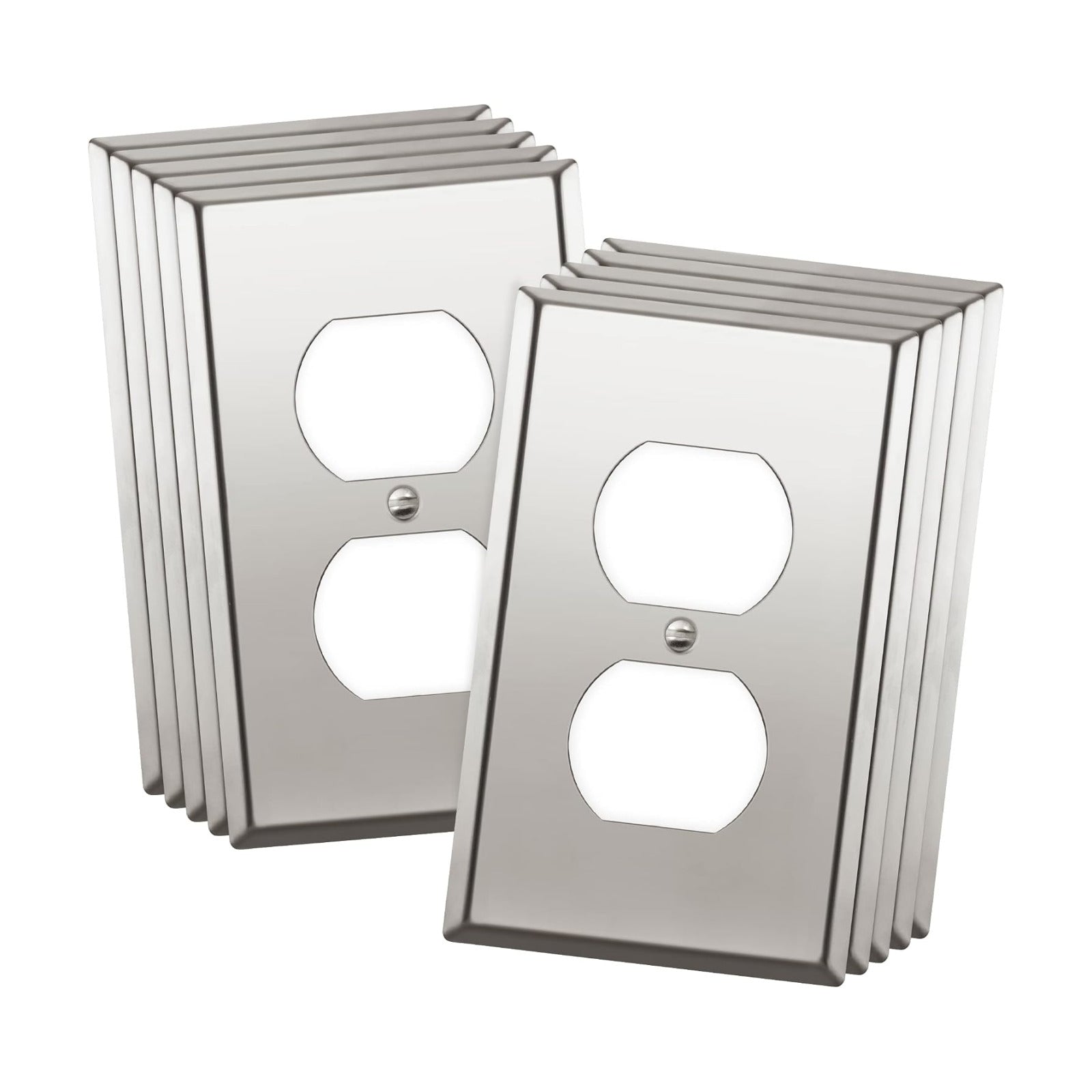 ENERLITES Duplex Receptacle Outlet Metal Wall Plate, Stainless Steel 201, Corrosion Resistant, Size 1-Gang 4.50" x