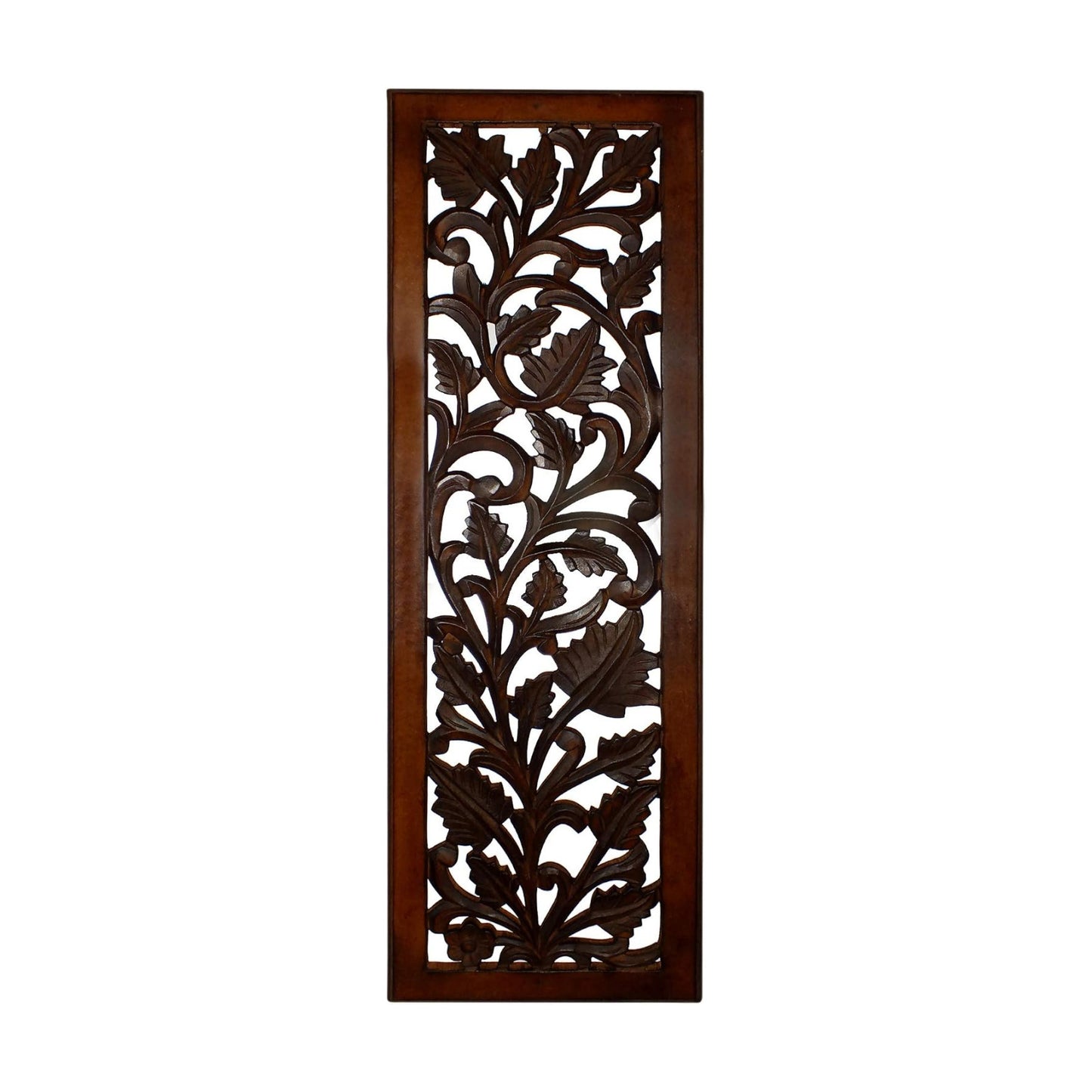 Benjara Hand Crafted Mango Wood Wall Panel / 12"L x 1"W / Brown