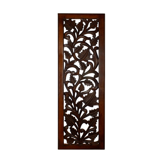 Benjara Hand Crafted Mango Wood Wall Panel / 12"L x 1"W / Brown