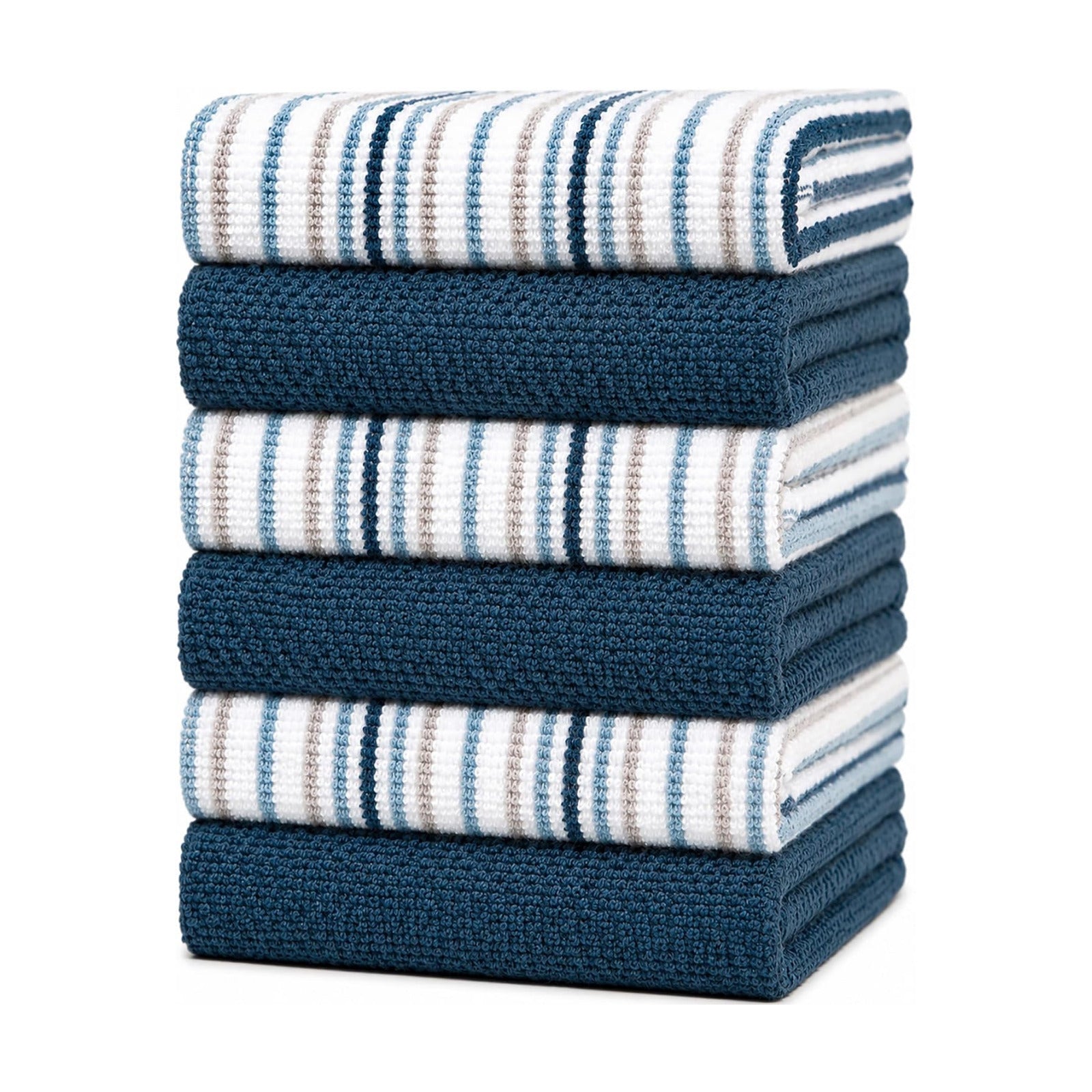 Bumble Kitchen Towels 6 Pack 100% Cotton 16"x26" - Blue | 430 GSM Soft Kitchen Hand Towels with Hanging Loop, Highly