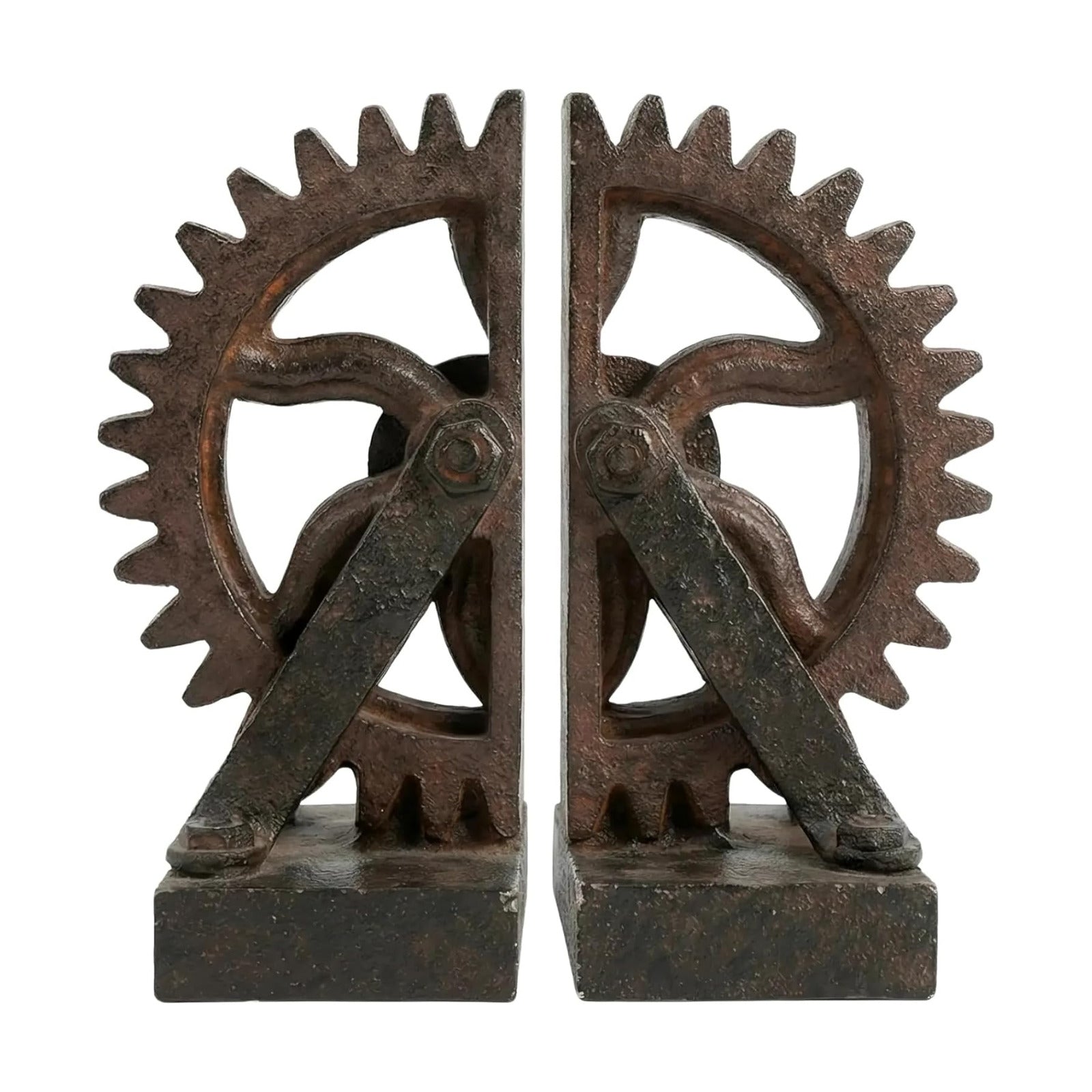 Industrial Gear Decorative Bookends / Wheel Gear / 10.5 Inch