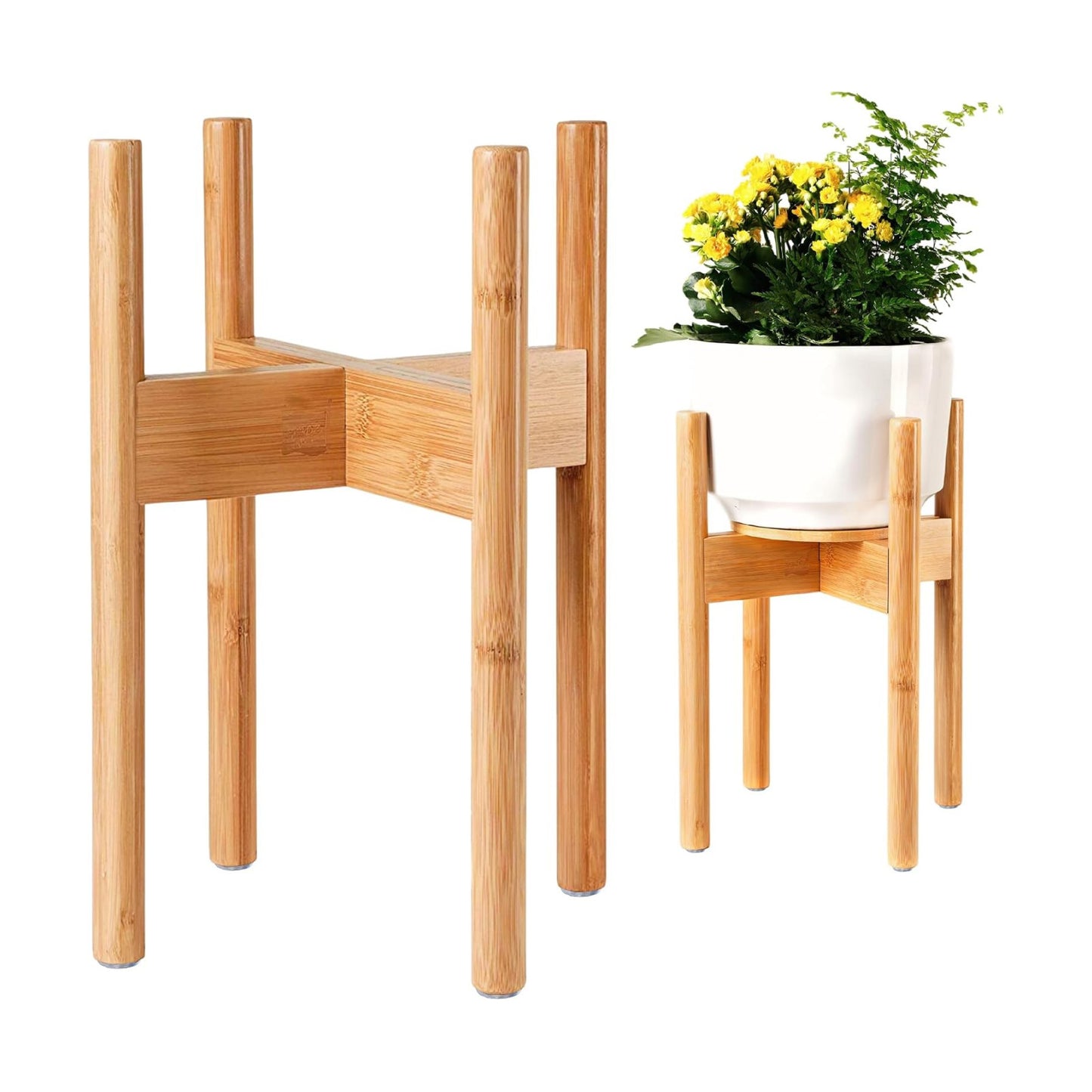 ZPirates Plant Stand for Indoor - Adjustable, Bamboo | Expandable Sideways to fit 8 10 or 12 Inch-wide Medium-to-Large