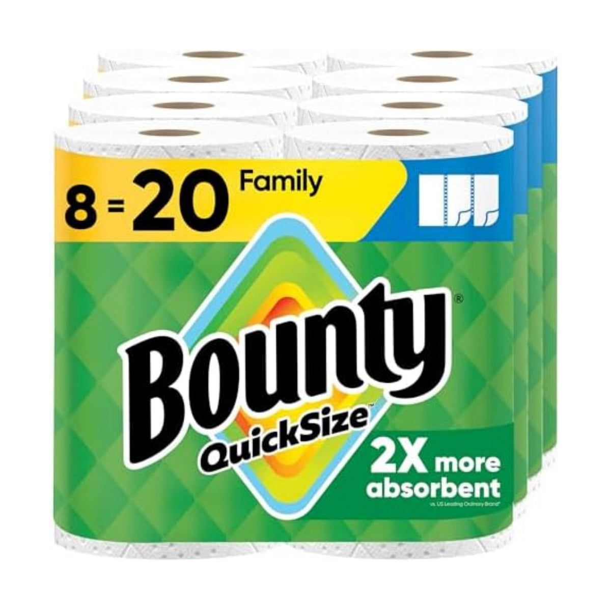 Bounty Quick Size Paper Towels, White, 8 Family Rolls