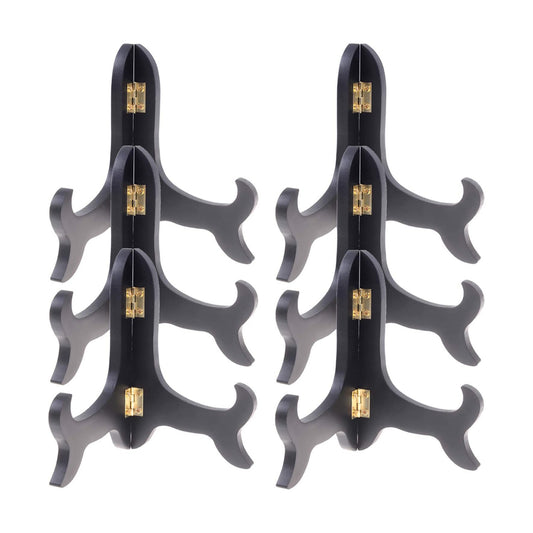 Wooden Display Stands Foldable Wood Easel Stands / Black / 5 Inch / Set of 6