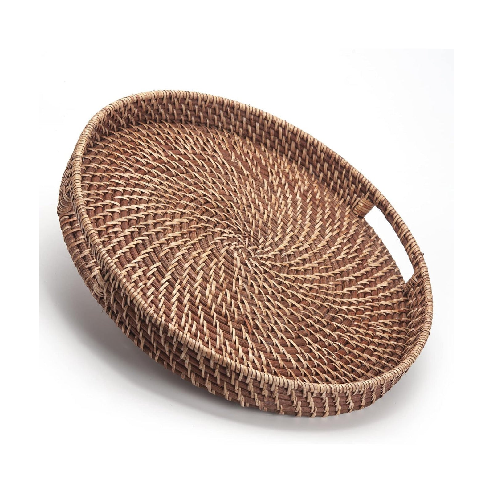 Round Rattan Woven Serving Tray / 13.8