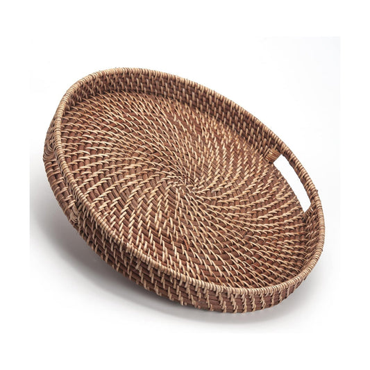 Round Rattan Woven Serving Tray / 13.8