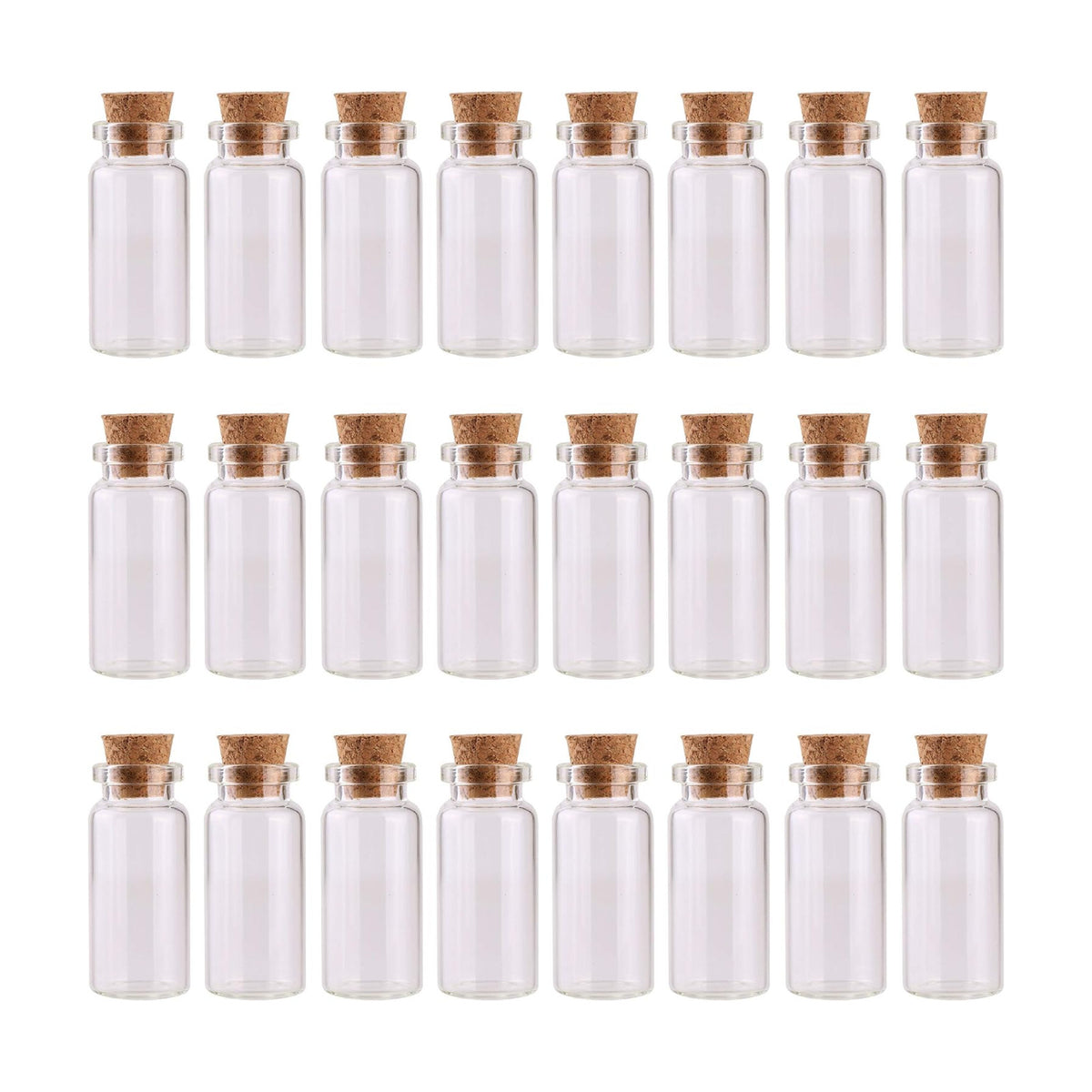 MaxMau 24PCS 10ml Glass Bottles Mini Vials with Cork Stoppers for DIY Decor