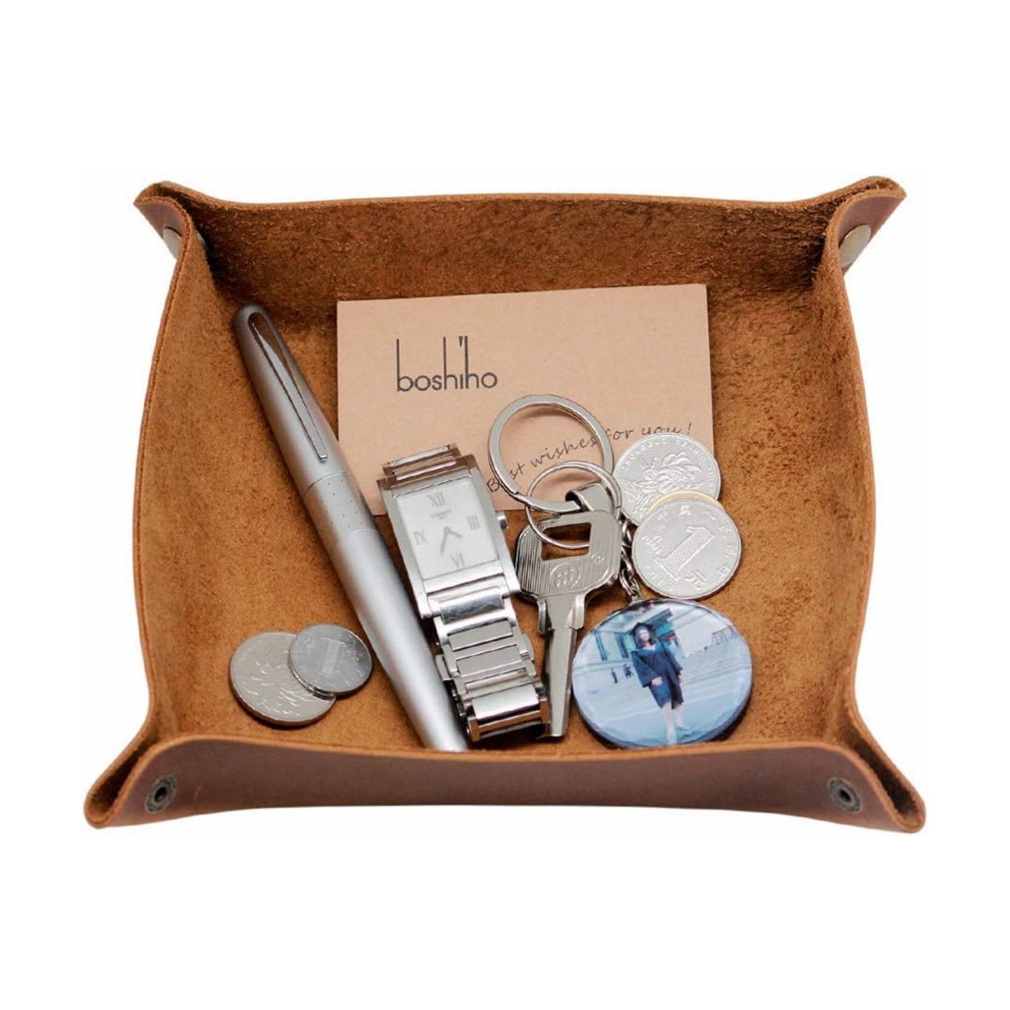Valet Tray for Men / Crazy Horse Leather - Light Brown