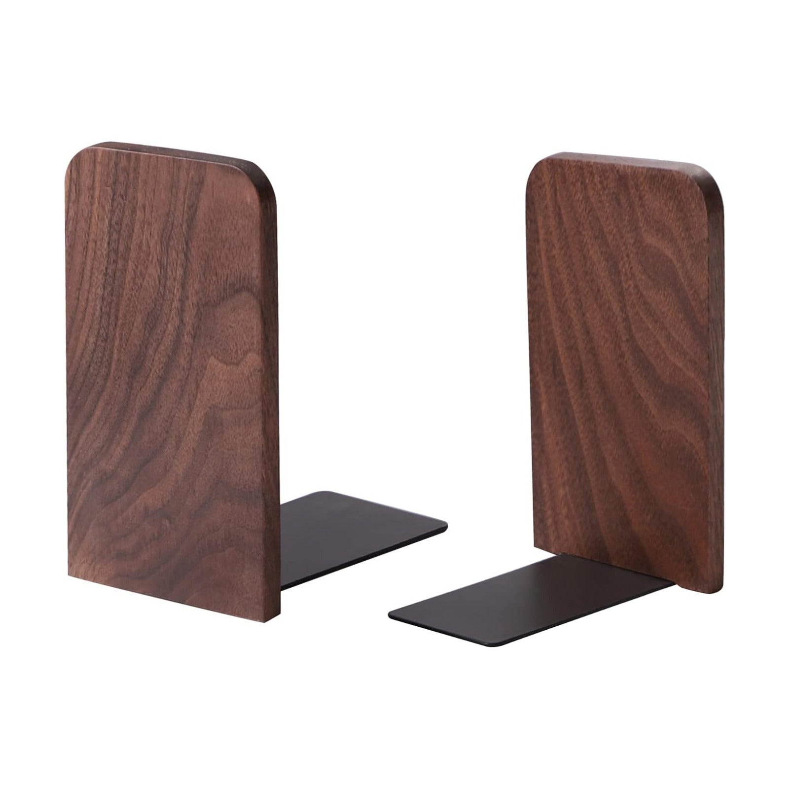 Heavy Duty Wooden Bookend Support for Books and Movies Walnut 1 / Walnut-1 Pair