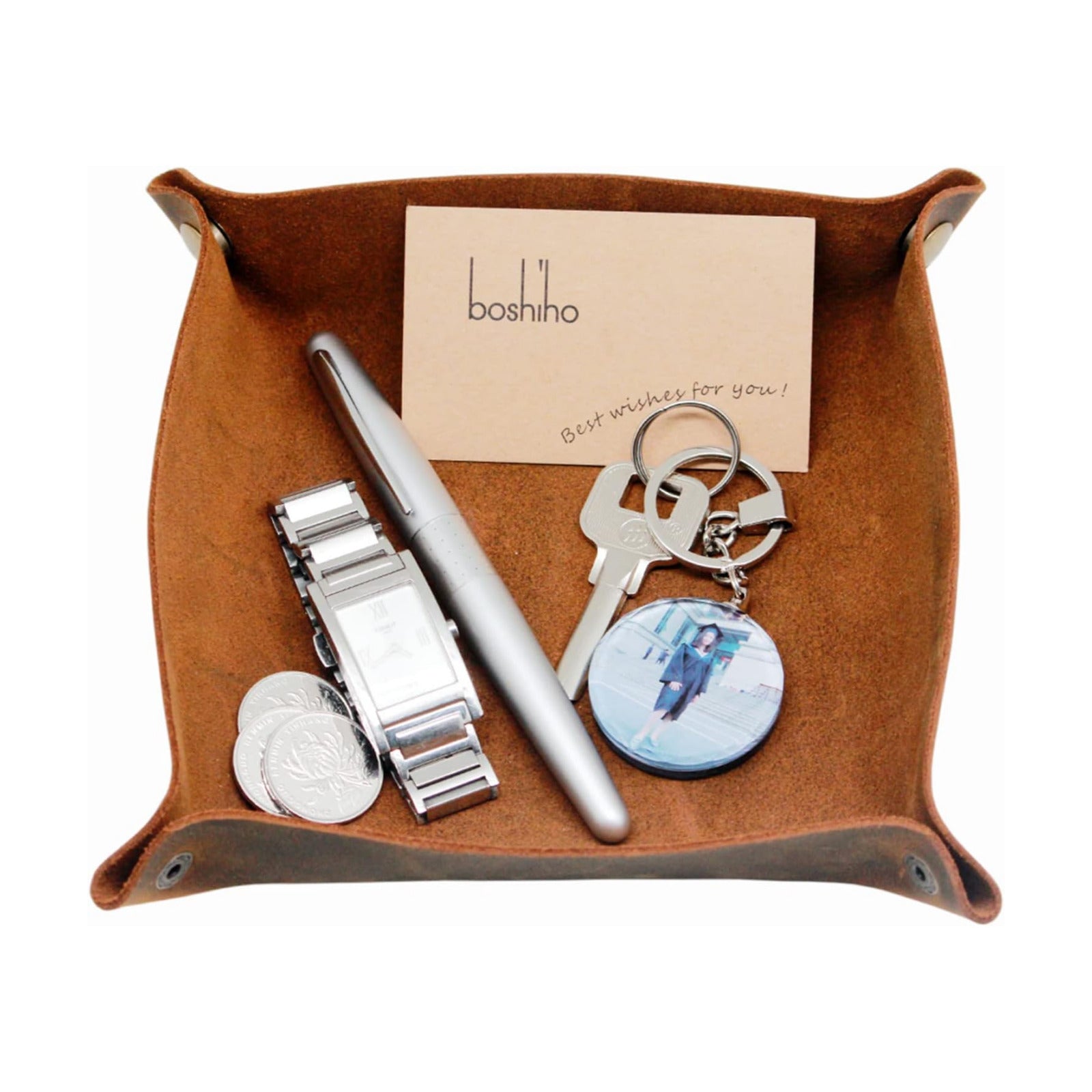 Valet Tray for Men / Crazy Horse Leather - Dark Brown