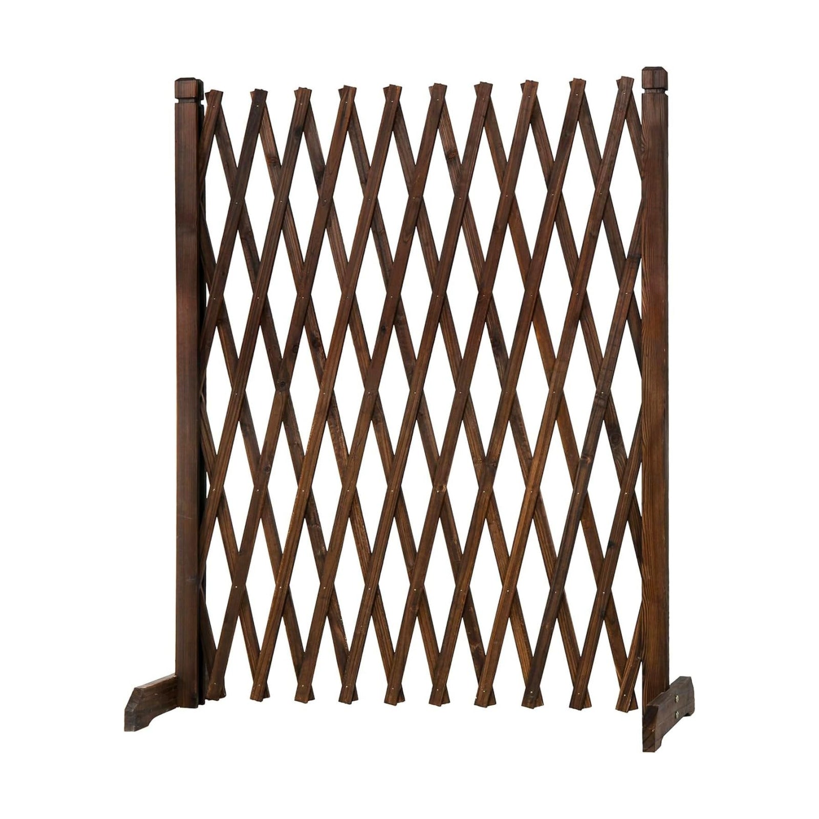 MyGift Expandable Wood Garden Trellis Freestanding Lattice Brown | Adjustable Width Design, Solid Construction, Plant