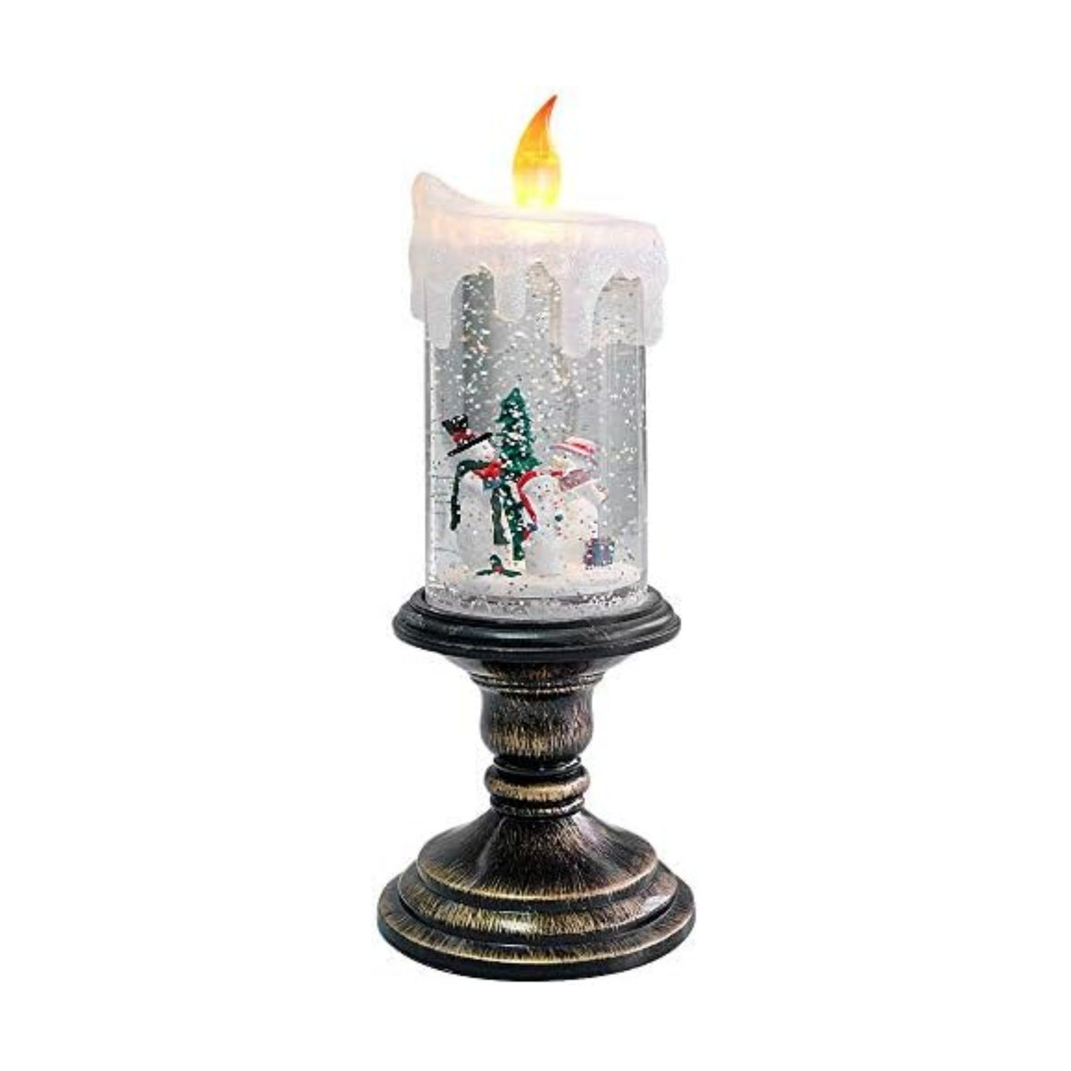 Eldnacele Snowman Christmas Snow Globe Flameless Candle Battery Operated