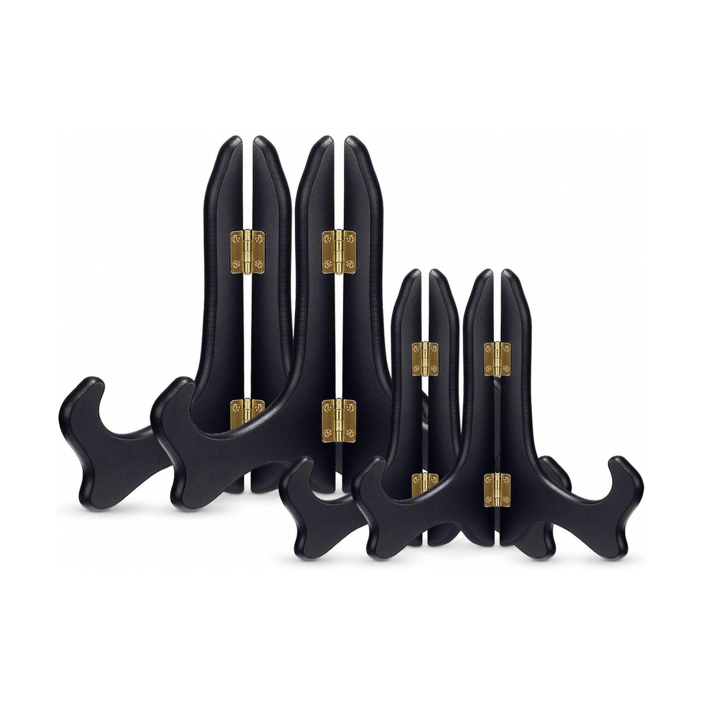 4 Packs and Wooden Display Stand Decorative Plate Stands for Display Picture Frame / Black / 5 Inch