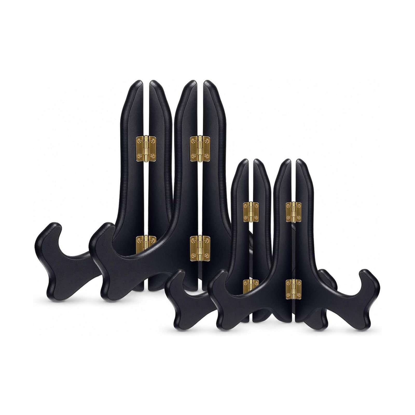 4 Packs and Wooden Display Stand Decorative Plate Stands for Display Picture Frame / Black / 5 Inch