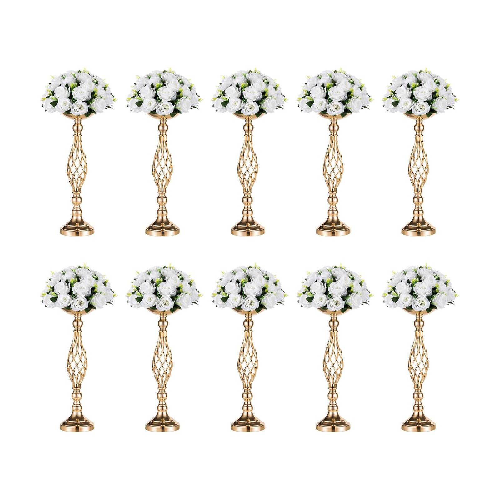 NUPTIO Gold Centerpiece Stand for Table, Twist Style, 20.5" Tall, 10 Pcs | Versatile Flower Arrangement, Candle Holder