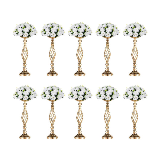 NUPTIO Gold Centerpiece Stand for Table, Twist Style, 20.5" Tall, 10 Pcs | Versatile Flower Arrangement, Candle Holder