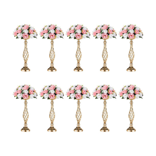 NUPTIO Gold Centerpiece Stand for Table, Twist Style , 17.7" Tall, 10 Pcs | Versatile Flower Arrangement, Candle Holder