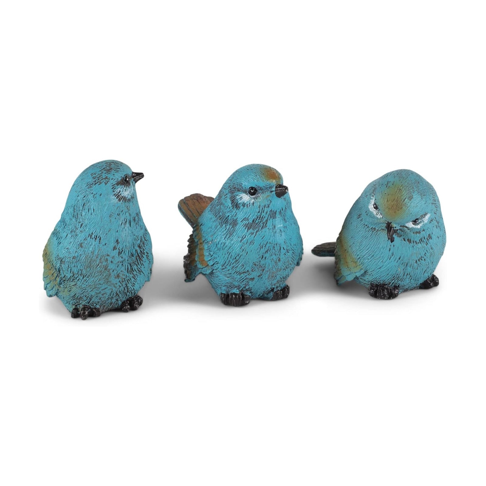 Seaside Cottage Textured Chickadee Birds Resin Stone Tabletop / Blue / 2.5 x 2.5 / Set of 3