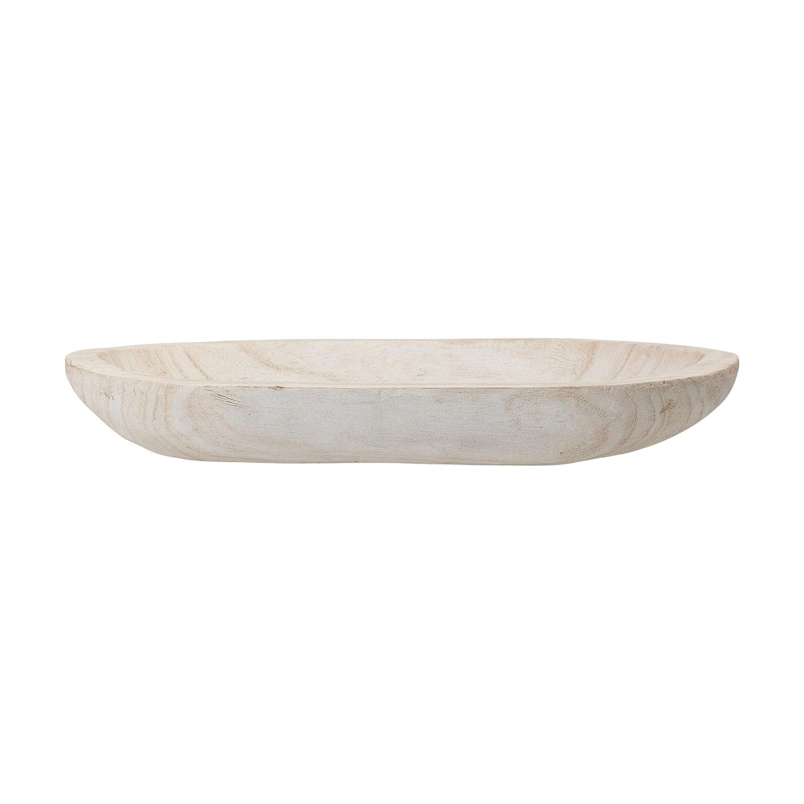 Hand-Carved Paulownia Wood Bowl / White