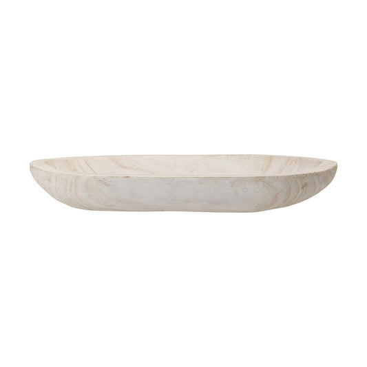 Hand-Carved Paulownia Wood Bowl / White