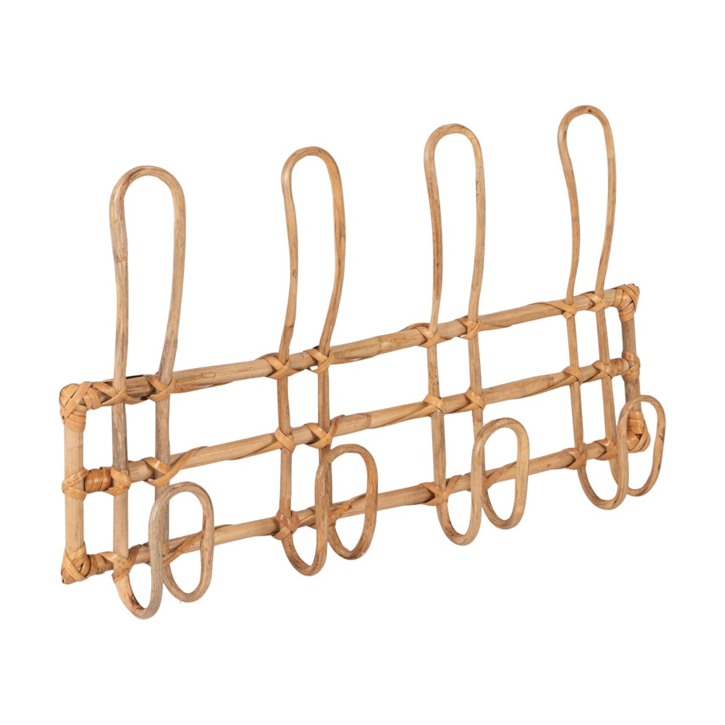 4 Hooks / Rattan Wall Hanger / Beige