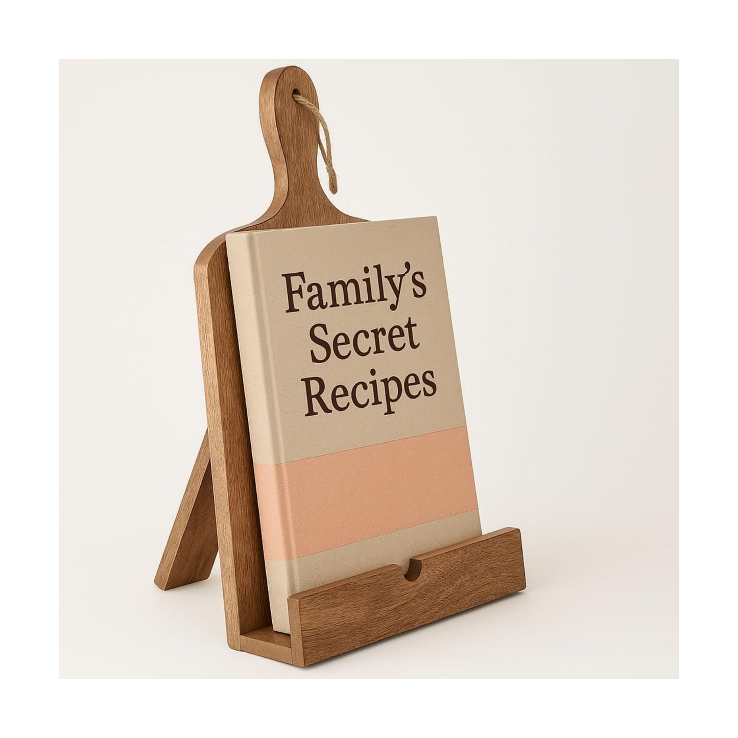 Wedding Gifts Solid Wood Cookbook Stand for Kitchen Counter Recipie Book Holder for Cooking, Chopping Board Style