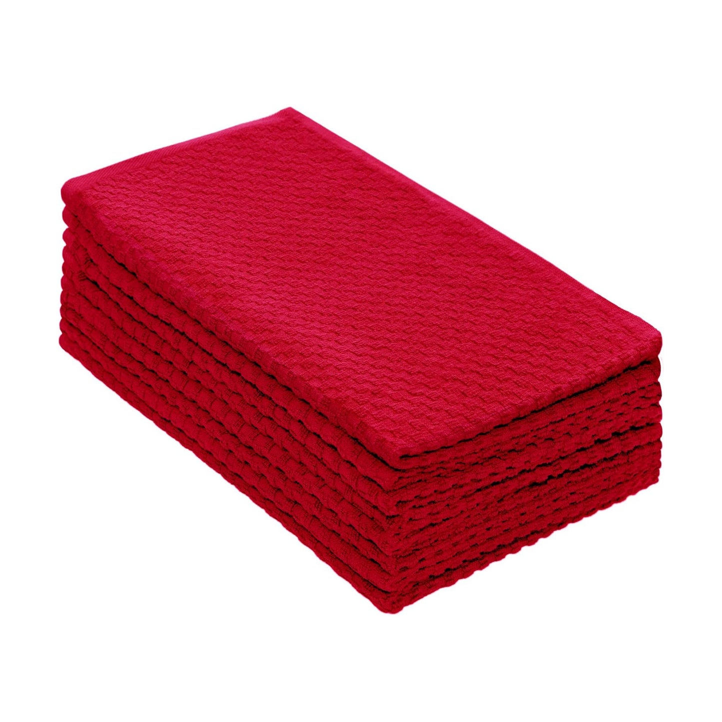 COTTON CRAFT Amazing Kitchen Towels - 8 Pack 100% Cotton Waffle Terry Towel | Red - 16x28 inch Euro Café Waffle Weave