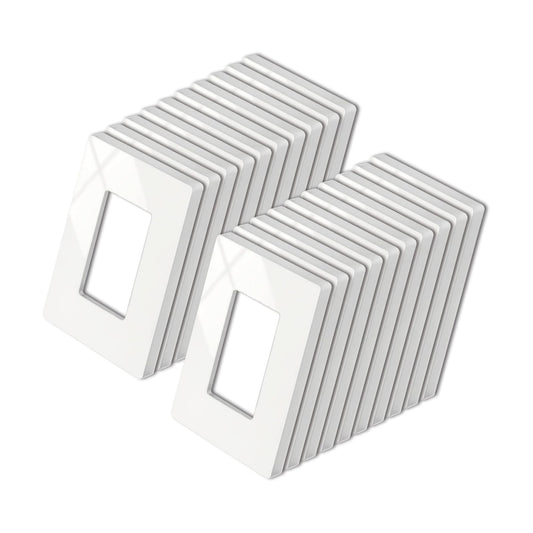 20 Pack BESTTEN Screwless Wall Plate, 1 Gang Decorator Light Switch Plate, Decor Outlet Cover, H4.69” x W2.91”, USWP4