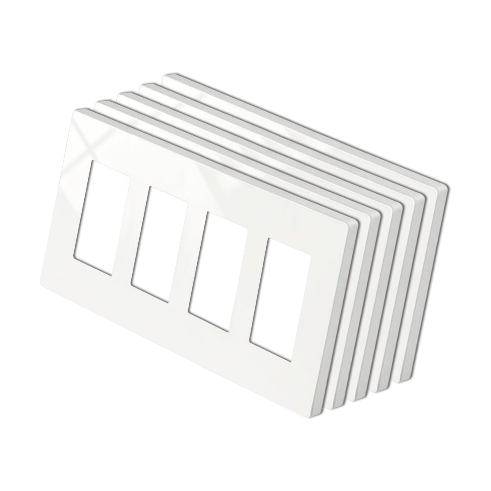 5 Pack BESTTEN USWP4 Off White Series 4-Gang Screwless Wall Plate, Decorator Outlet Cover, for Light Switch, Dimmer